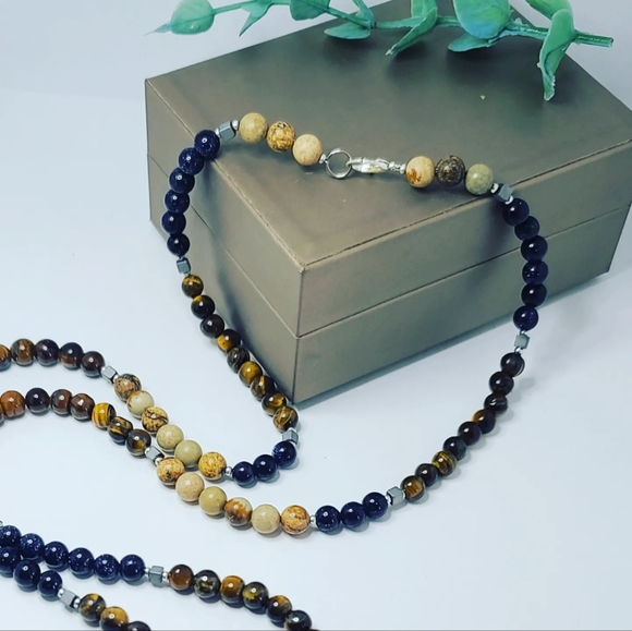 Tiger eye, Jasper, goldstone Mala 108 beads - Picture 3 of 5